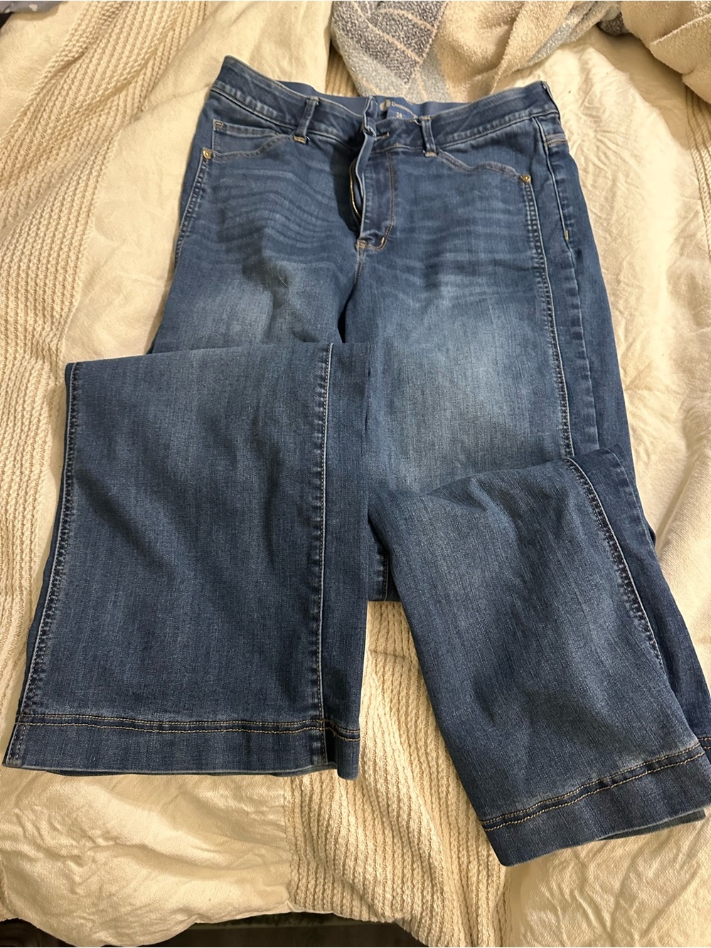Democracy Wide Leg Mid Blue Flare Jeans